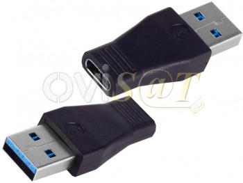 Adaptador color negro con conector USB 3.0 macho a conector USB tipo C 3.1 hembra