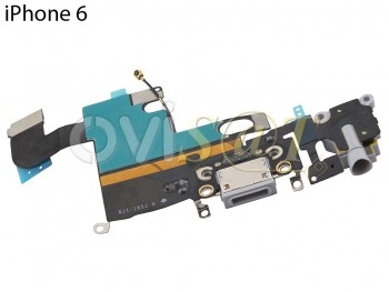 Flex con conector de carga lightning, conector de audio y micrófono para iPhone 6 gris