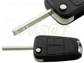 Producto Genérico - Carcasa llave para telemando 2 botones Opel Vectra, con espadín plegable