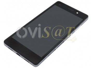 Pantalla completa IPS LCD genérica negra con marco plateado para Huawei P8 Lite.
