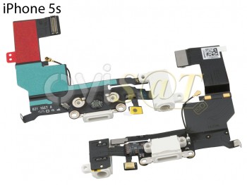 flex con conector de accesorios / carga / datos / lightning blanco, micrófono, conector jack blanco y cable coaxial rf para iPhone 5s