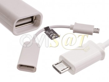 Cable blanco de micro USB a OTG.