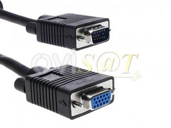 Cable VGA de tres metros y con conectores macho (HD15 ) y hembra (HD15)