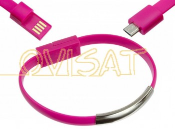 Pulsera y cable de datos de USB a micro USB rosa