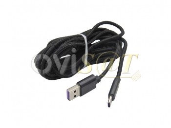 Cable negro de 3 m de USB a USB tipo C para mando de Sony PlayStation 5