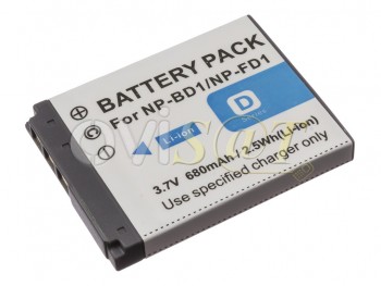 Batería genérica para SONY NP-BD1, Cyber-shot DSC-G3, Li-ion, 3,7 Voltios, 680mAh, 2,5Wh.