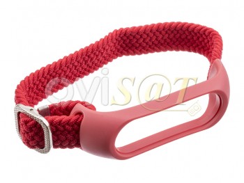 Pulsera / correa / brazalete de nylon color rojo para Xiaomi Mi Band 3 / 4 / 5 / 6
