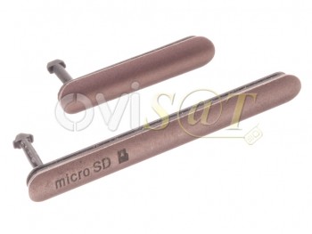 Carcasas / tapas de conector de carga micro USB y tarjeta micro SD color cobre para Sony Xperia Z3, D6603