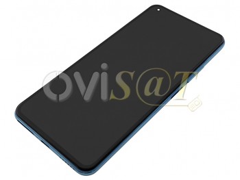 Pantalla completa Service Pack AMOLED negra con marco azul "Bubblegum Blue (Jazz Blue)" para Xiaomi Mi 11 Lite 5G NE, 2109119DG