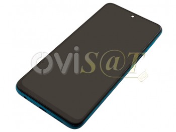 Pantalla completa Service Pack IPS LCD negra con marco verde / azul "Aurora blue" para Xiaomi Redmi Note 9 Pro, M2003J6B2G
