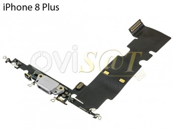 Flex calidad PREMIUM con conector de carga, datos y accesorios lightning gris, micrófono para iPhone 8 plus A1897 plateado / Gris