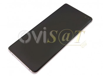 Pantalla service pack completa DYNAMIC AMOLED negra con marco ceramic white para Samsung Galaxy S10 Plus, G975