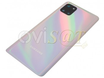 Tapa de batería Service Pack plateada "Aura glow / Silver" con lente de camaras para Samsung Galaxy Note 10 lite, SM-N770