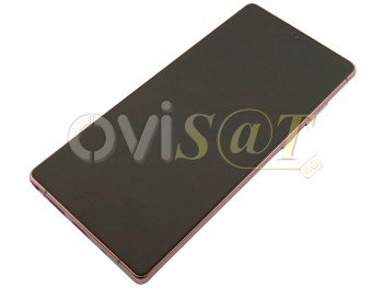 Pantalla service pack completa Super AMOLED Plus negra con marco color bronce "Mystic bronze" para Samsung Galaxy Note 20, SM-N980 / Samsung Galaxy Note 20 5G, SM-N981