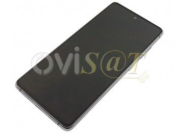 Pantalla service pack completa SUPER AMOLED negra con marco blanco / plateado "Cloud White" Samsung Galaxy S20 FE 5G, SM-G781