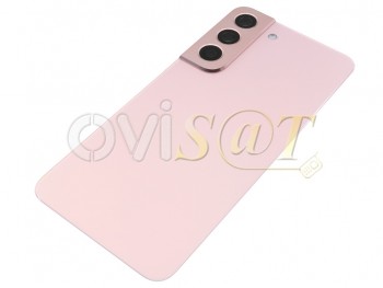 Tapa de batería genérica rosa dorada "Pink gold" con lente de cámaras para Samsung Galaxy S22 Plus 5G, SM-S906