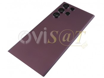 Tapa de batería genérica violeta borgoña "Burgundy" con lente de cámaras para Samsung Galaxy S22 Ultra 5G, SM-S908