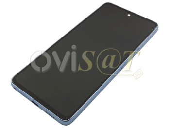 Pantalla SERVICE PACK completa SUPER AMOLED negra con marco azul para Samsung Galaxy A53 5G, SM-A536