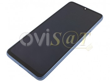 Pantalla Service Pack completa Super AMOLED negra con marco azul para Samsung Galaxy A33 5G, SM-A336