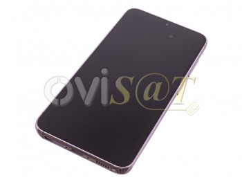 Pantalla completa service pack Dynamic AMOLED 2X con marco lateral / chasis color rosa (lavender) para Samsung Galaxy S23, SM-S911B