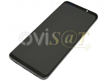 Pantalla service pack completa Super AMOLED negra con marco gris para Samsung Galaxy S9, G960F/SD