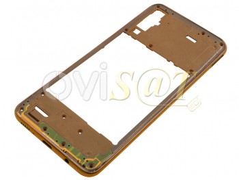 Carcasa frontal / chasis intermedio con marco naranja coral para Samsung Galaxy A50, SM-A505F
