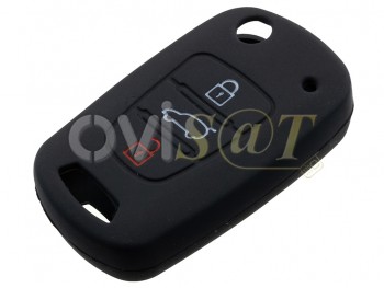 Producto genérico - Funda de goma negra para telemandos 3 botones Hyundai con espadín plegable
