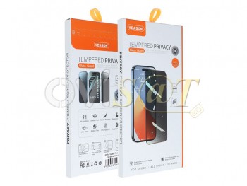 Protector de cristal templado con función de privacidad y con marco negro para iPhone 15 Plus, A3094