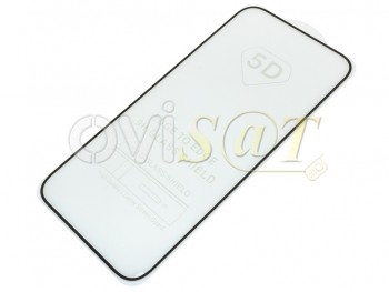Protector de pantalla de cristal templado 9H 5D con pegamento completo y marco negro para iPhone 15 Pro, en blister
