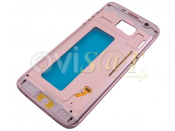 Carcasa frontal / central con marco rosa "Pink gold" con botones laterales para Samsung Galaxy S7 Edge, SM-G935