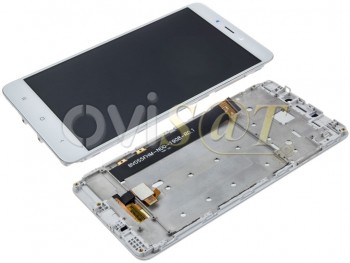 Pantalla completa (LCD/display + digitalizador/táctil) blanca con carcasa frontal para Xiaomi Redmi Note 4