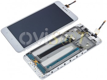 Pantalla completa IPS LCD blanca con carcasa frontal para Xiaomi Redmi 4A